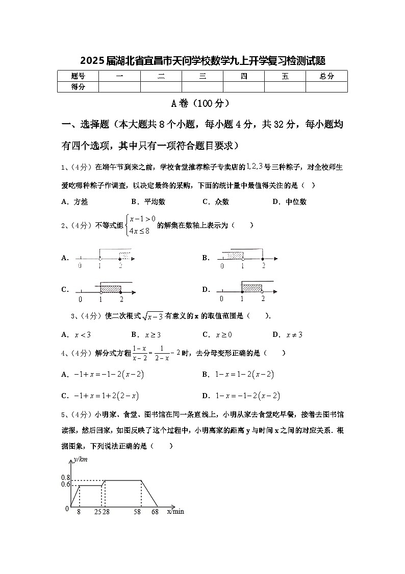 2025届湖北省宜昌市天问学校数学九上开学复习检测试题【含答案】第1页