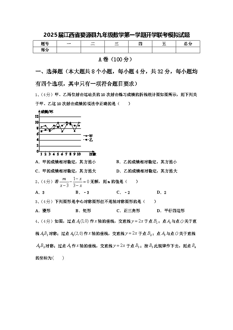 2025届江西省婺源县九年级数学第一学期开学联考模拟试题【含答案】第1页