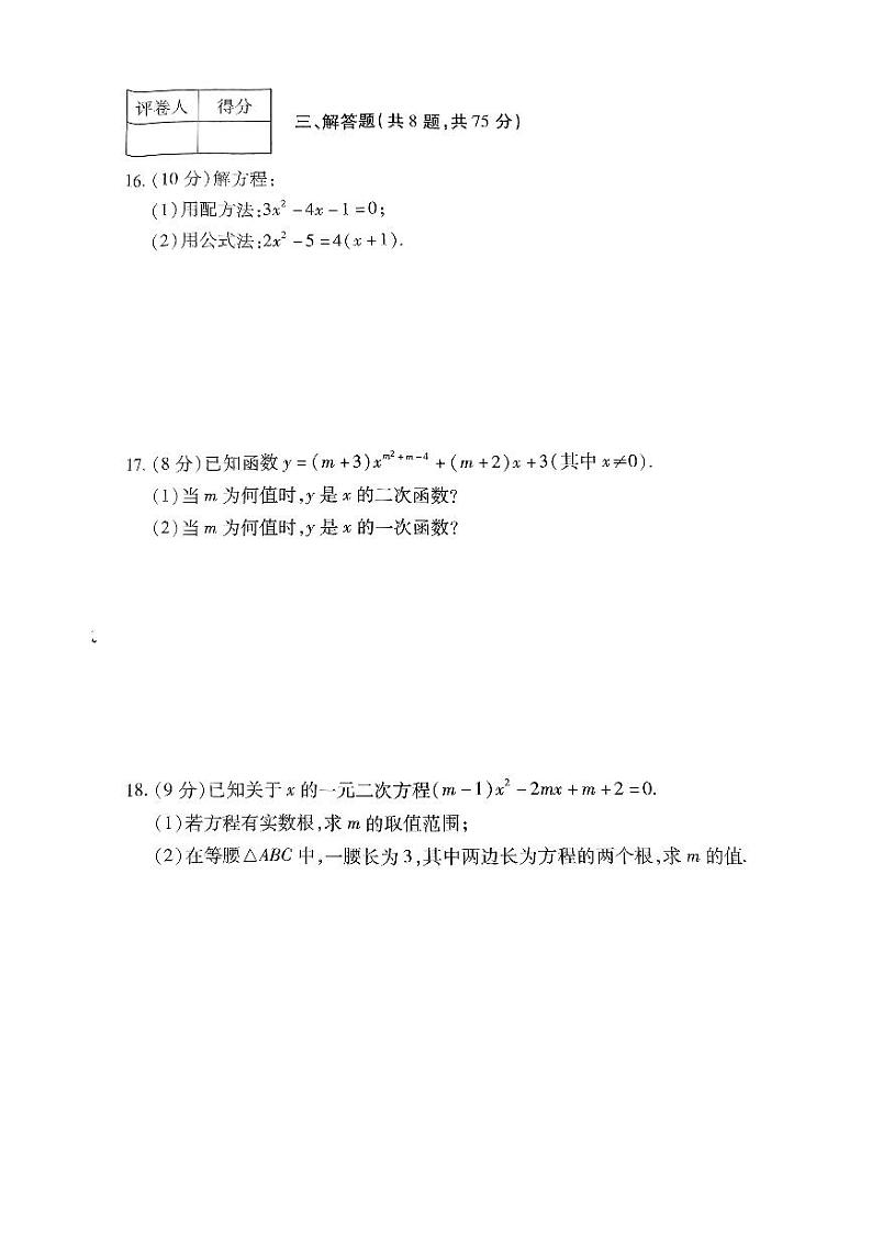 河南省商丘市永城市第五初级中学2024-2025学年九年级上学期10月月考数学试题第3页