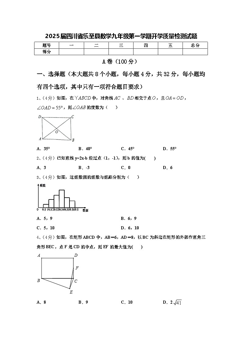 2025届四川省乐至县数学九年级第一学期开学质量检测试题【含答案】第1页