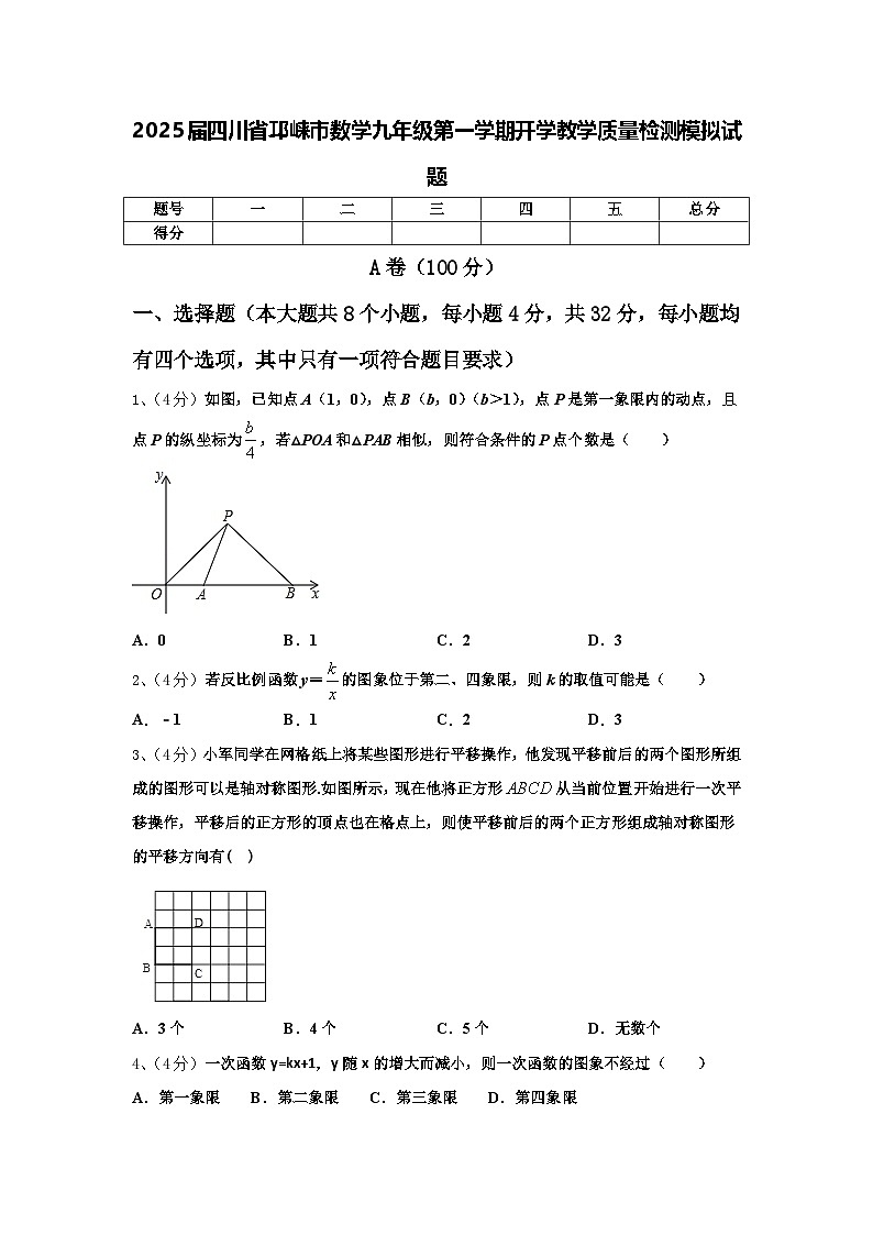 2025届四川省邛崃市数学九年级第一学期开学教学质量检测模拟试题【含答案】第1页