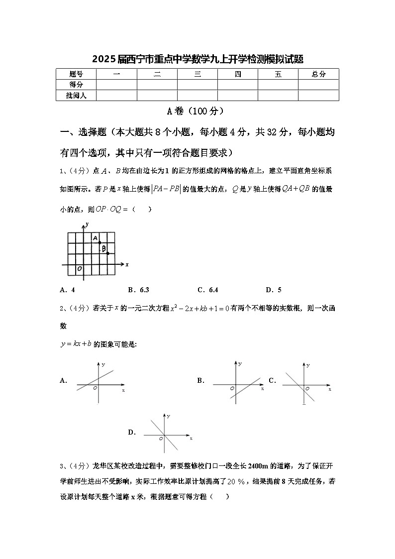2025届西宁市重点中学数学九上开学检测模拟试题【含答案】第1页