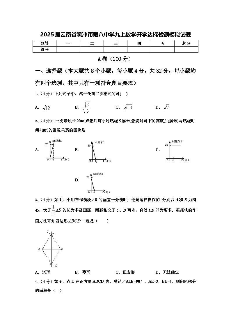 2025届云南省腾冲市第八中学九上数学开学达标检测模拟试题【含答案】第1页