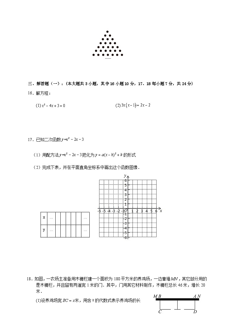 广东省惠州市合生实验学校2024-2025学年九年级上学期第一次月考(10月)数学试卷第3页