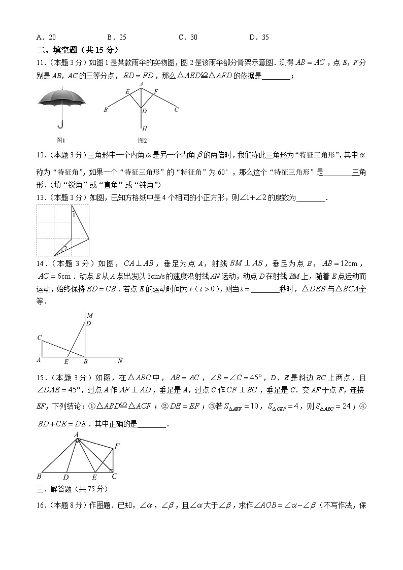 河南省洛阳市第二外国语学校2024-2025学年八年级上学期第一次月考数学试卷 (无答案)第3页