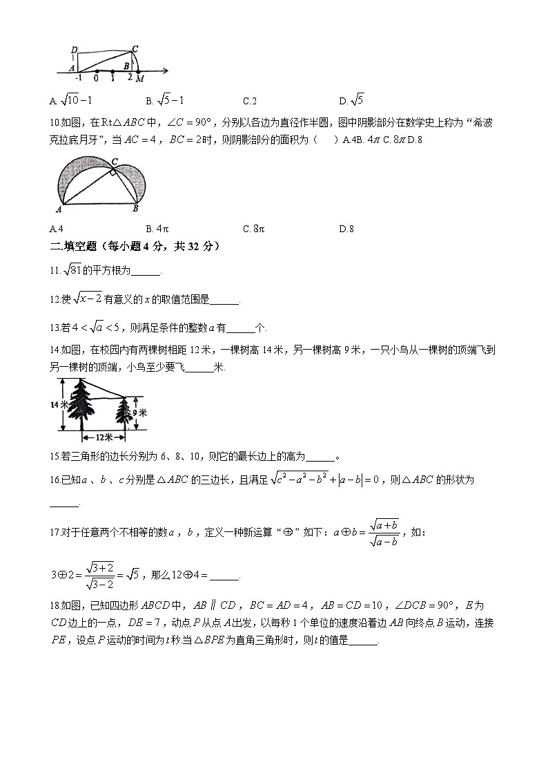 甘肃省张掖市甘州区甘州中学2024-—2025学年八年级上学期10月月考数学试题(无答案)第2页