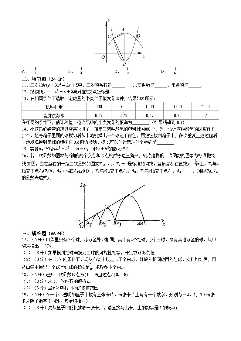 浙江省宁波市余姚市姚江中学2024-—2025学年九年级上学期10月月考数学试卷(无答案)第2页