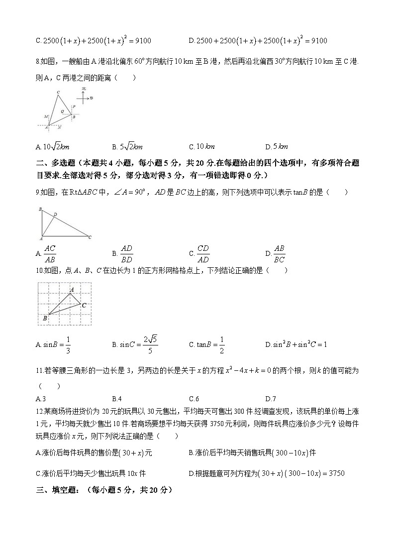 山东省潍坊市高密市立新中学2024-2025学年九年级上学期10月月考数学试题02