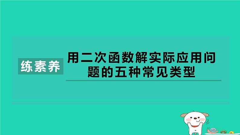 2024九年级数学下册第1章二次函数集训课堂练素养用二次函数解实际应用问题的五种常见类型习题课件新版湘教版第1页