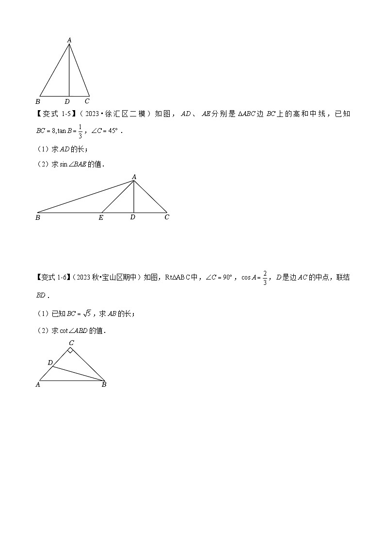 专题05 解直角三角形(考点清单,知识导图+3个考点清单+5种题型解读)(学生版) 2024-2025学年九年级数学上学期期中考点大串讲(沪教版)第3页