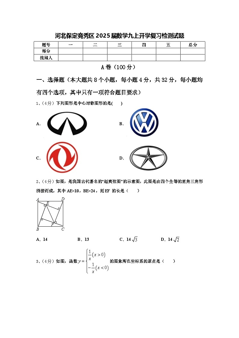河北保定竞秀区2025届数学九上开学复习检测试题【含答案】第1页