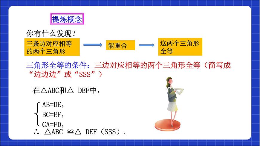 浙教版數(shù)學(xué)八上1.5.1《 用三邊關(guān)系判定三角形全等 》 課件第8頁