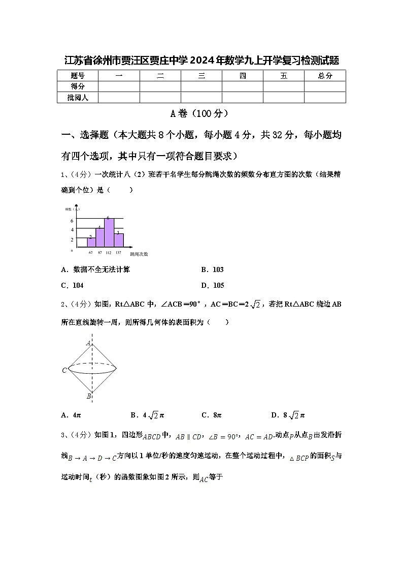 江苏省徐州市贾汪区贾庄中学2024年数学九上开学复习检测试题【含答案】第1页
