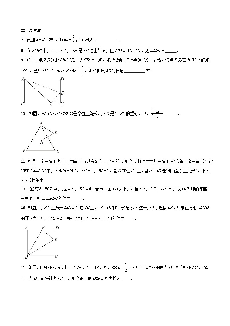 沪教版(五四制)数学九上第25章 《锐角的三角比》单元综合检测(难点)(题型专训)(原卷版)第3页