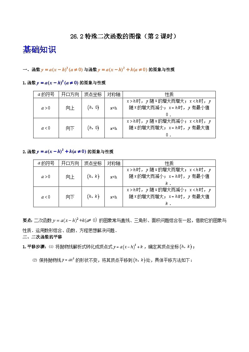 沪教版(五四制)数学九上26.2《特殊二次函数的图像》(第2课时)(题型专训)(原卷版)第1页