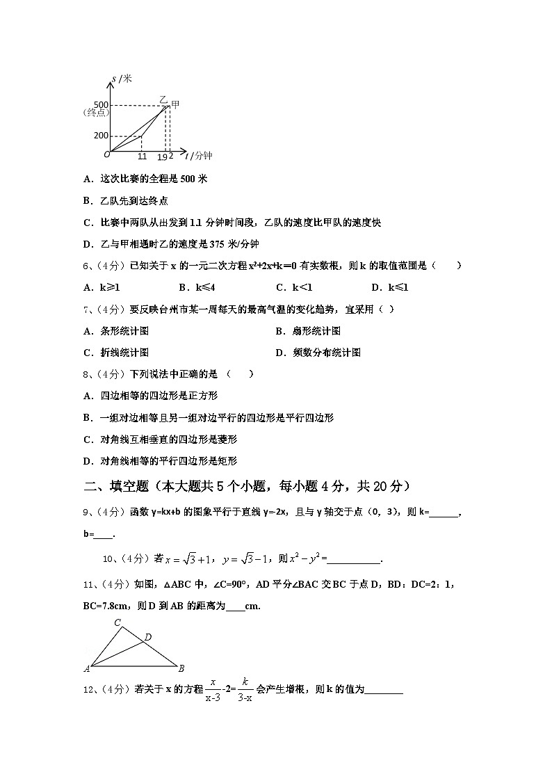 山东省泰安市泰山外国语学校2024-2025学年数学九上开学学业质量监测模拟试题【含答案】第2页