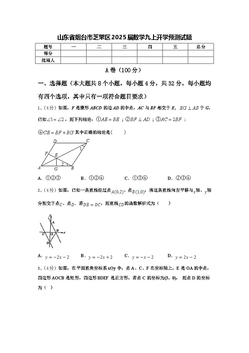 山东省烟台市芝罘区2025届数学九上开学预测试题【含答案】第1页