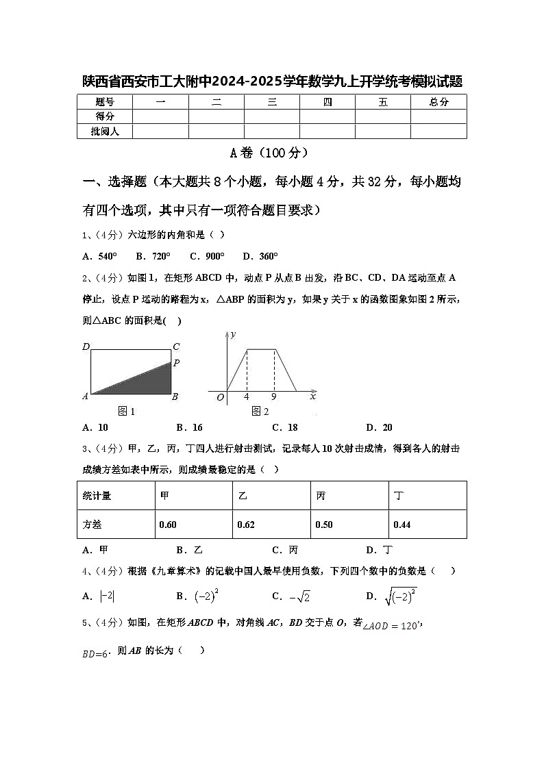 陕西省西安市工大附中2024-2025学年数学九上开学统考模拟试题【含答案】第1页