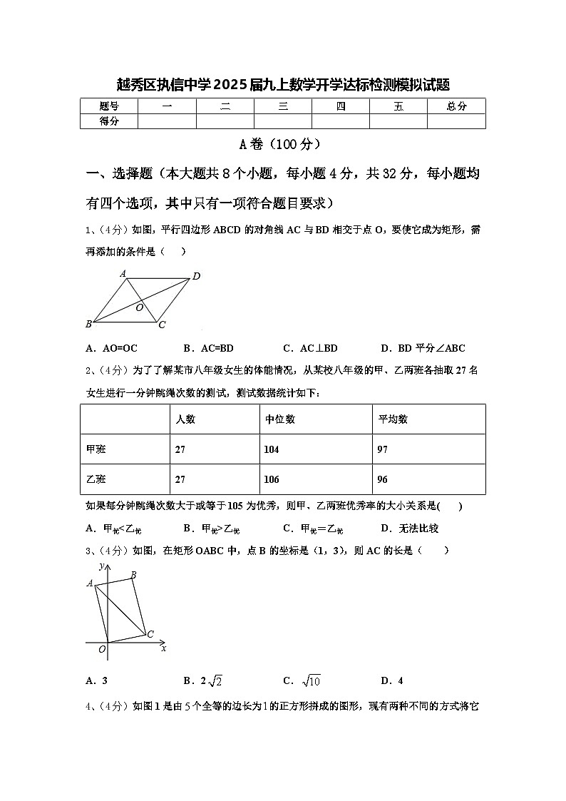 越秀区执信中学2025届九上数学开学达标检测模拟试题【含答案】第1页