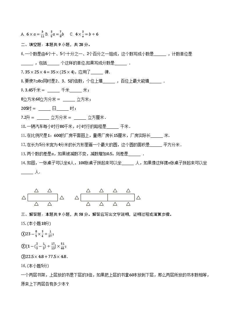江苏省沭阳县怀文中学2023-2024学年七年级上学期分班考试数学试卷(含答案)第2页