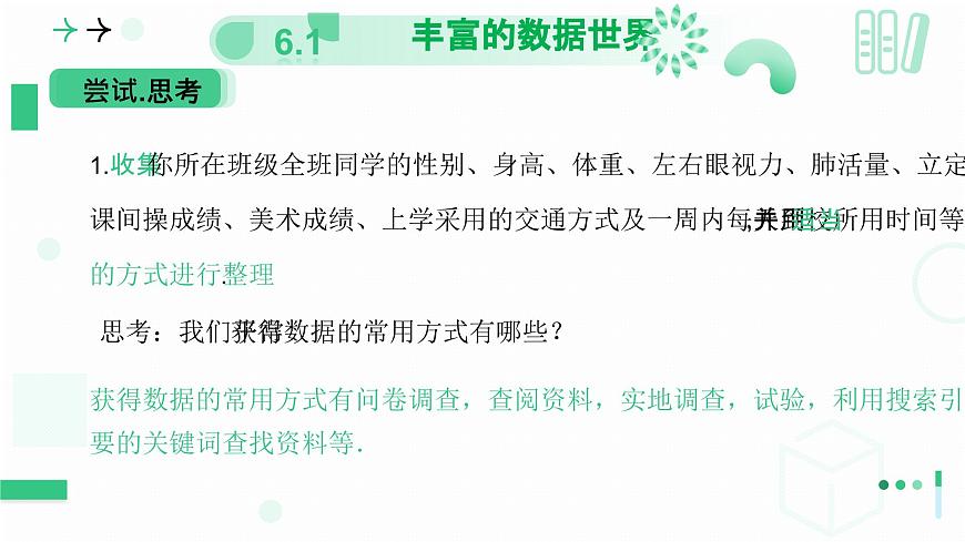 6.1 豐富的數(shù)據(jù)世界 第一課時 豐富的數(shù)據(jù)世界課件2024-2025學年北師大版數(shù)學七年級上冊第6頁