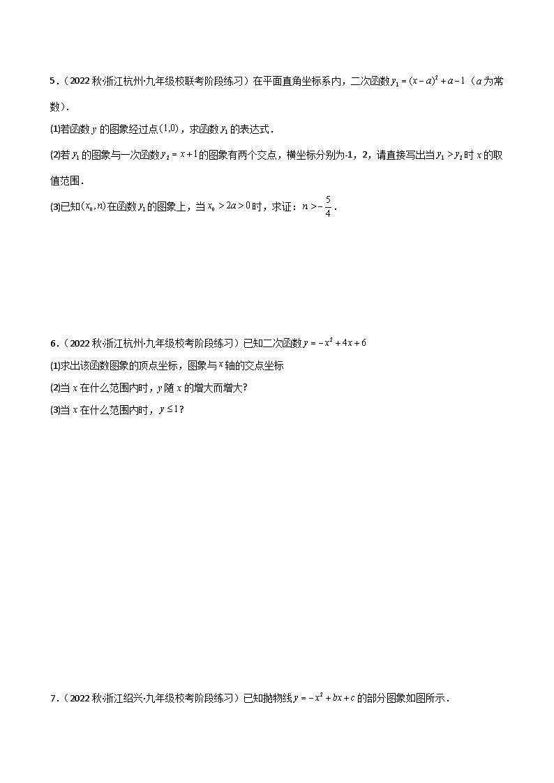 浙教版九年级数学核心知识点与常见题型通关讲解练重难点专项突破02二次函数与不等式(3种题型)(原卷版+解析)第3页