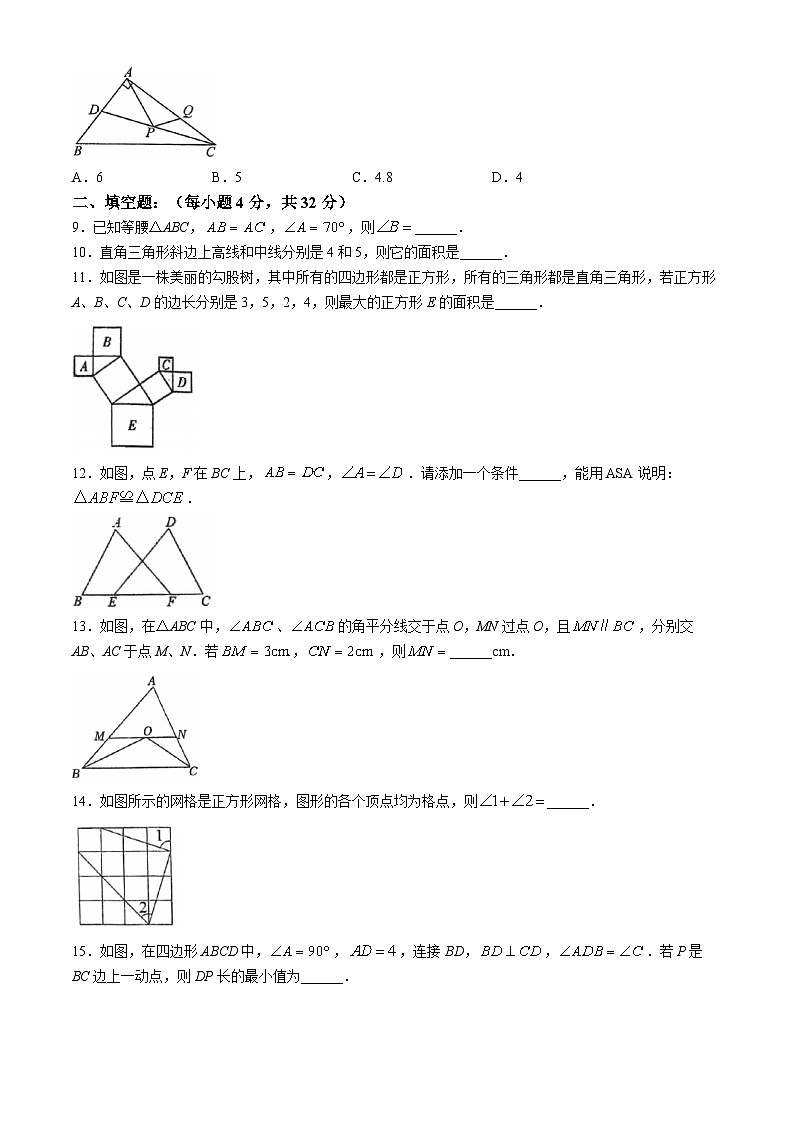 江苏省徐州市沛县第五中学2024-2025学年八年级上学期10月期中考试数学试题02