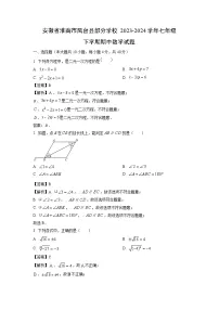 安徽省淮南市凤台县部分学校2023-2024学年七年级下学期期中数学试卷(解析版)