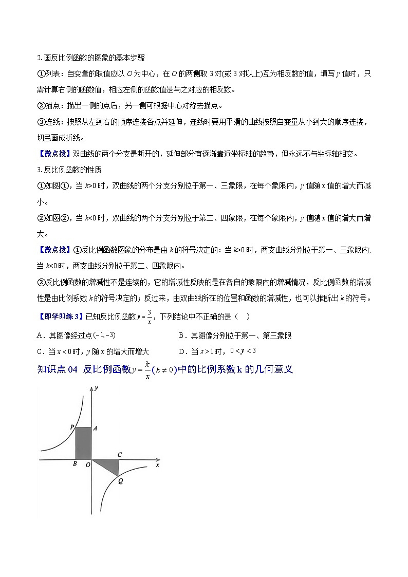 2024年人教版數(shù)學(xué)九年級下冊同步講義+分層練習(xí)第01講 反比例函數(shù)（學(xué)生版）第3頁
