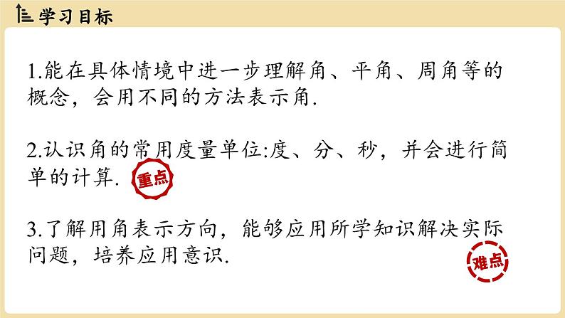 2024秋北师大版数学七年级上册4.2 角课时1课件第2页
