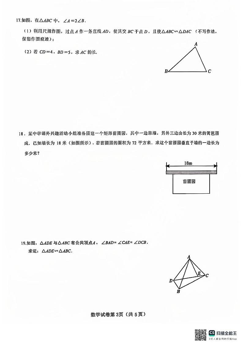 辽宁省大连市西岗区2024-2025学年九年级上学期期中数学质量抽测试题03