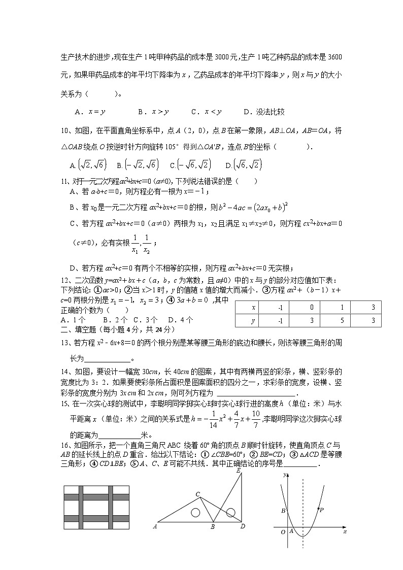 2023-2024学年四川省绵阳市游仙区富乐学校九年级(上)学情调查数学试卷(10月份).第2页