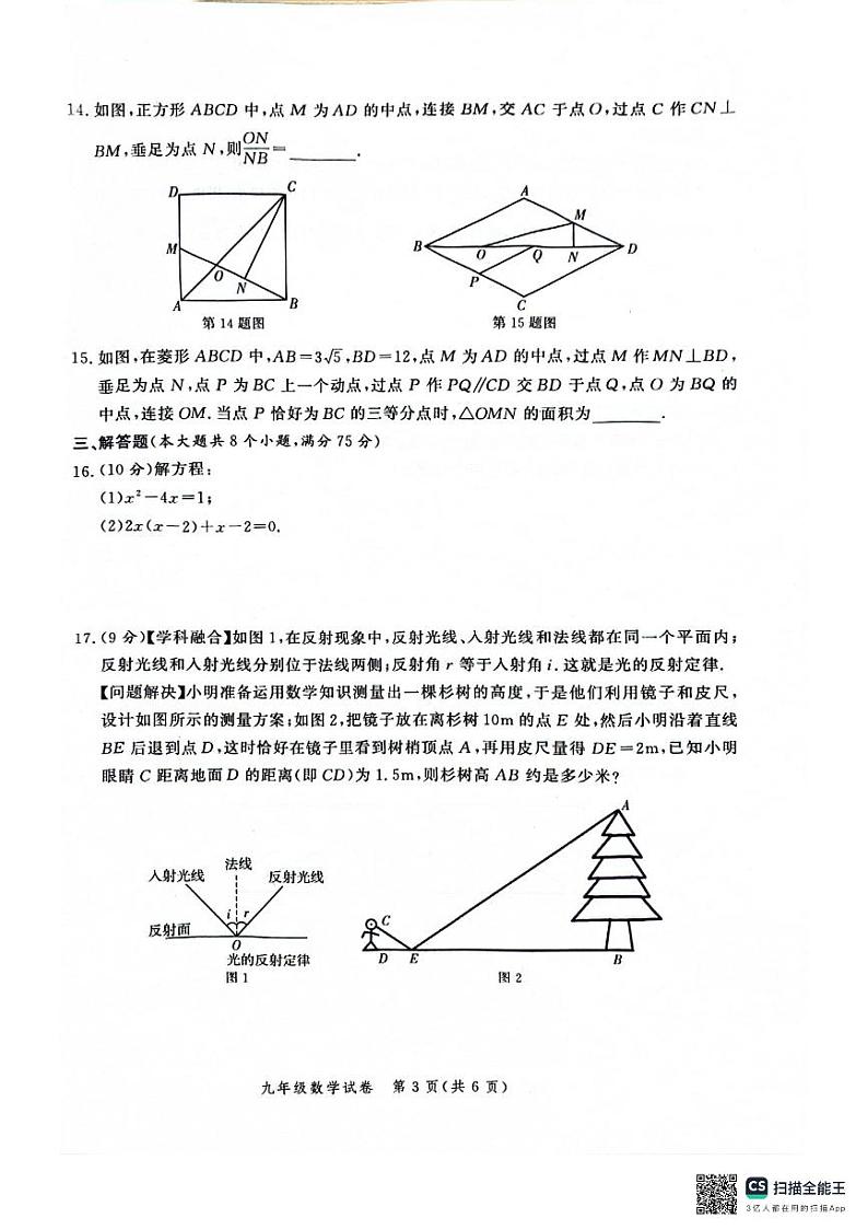 2024-2025学年上学期九年级期中试题第3页
