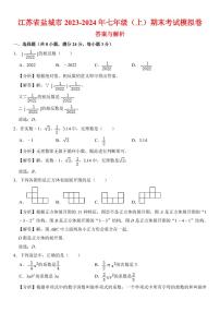 江苏盐城2023-2024年七年级上学期期末考试模拟卷数学试题+答案