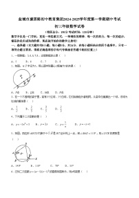 江苏省盐城市康居路初中教育集团2024-2025学年九年级上学期11月期中考试数学试题(无答案)