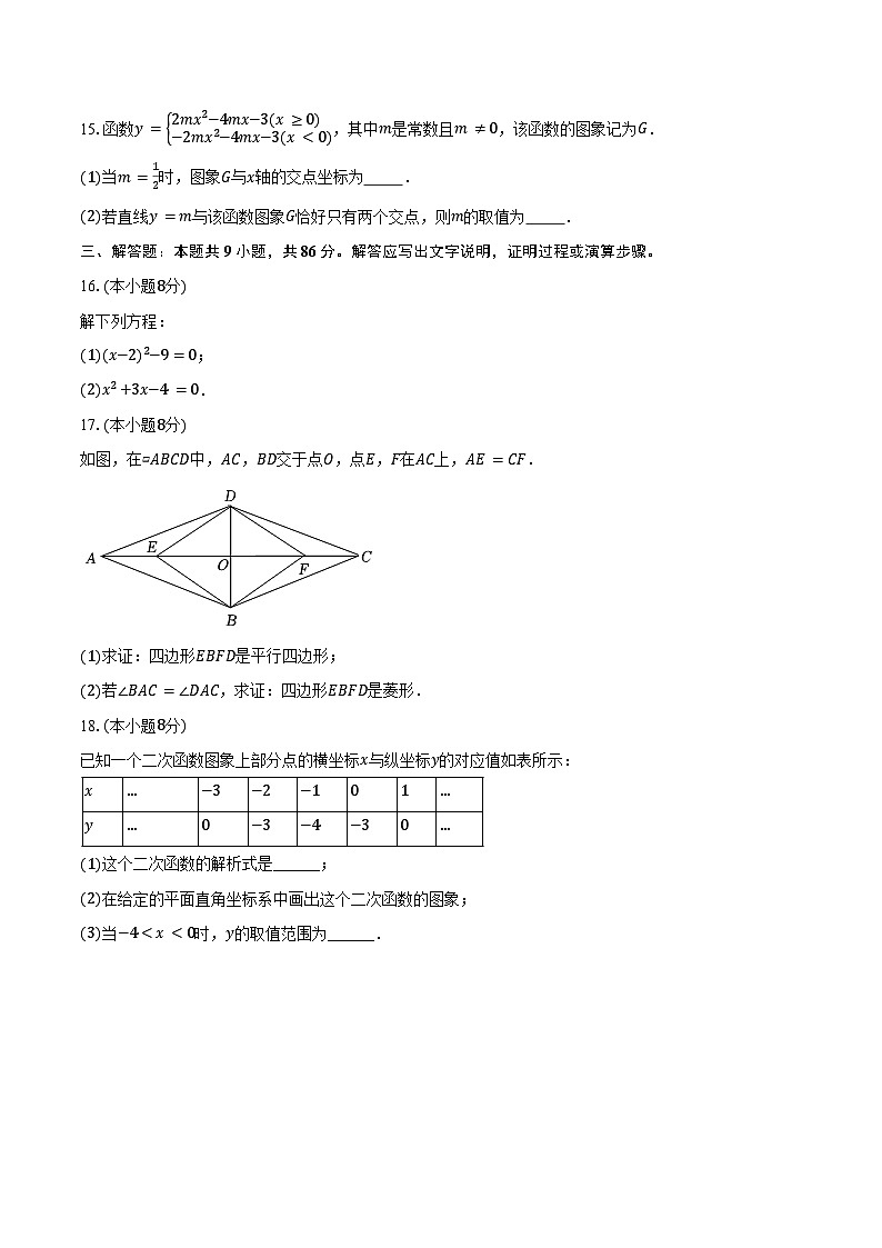 2024-2025学年福建省厦门十一中九年级(上)第一次月考数学试卷(含答案)第3页