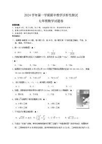 浙江省温州苍南县2024-2025学年上学期期中考试七年级数学试题