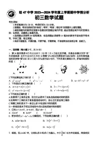 黑龙江省哈尔滨市第四十七中学2023-2024学年第一学期期中考试九年级数学试卷