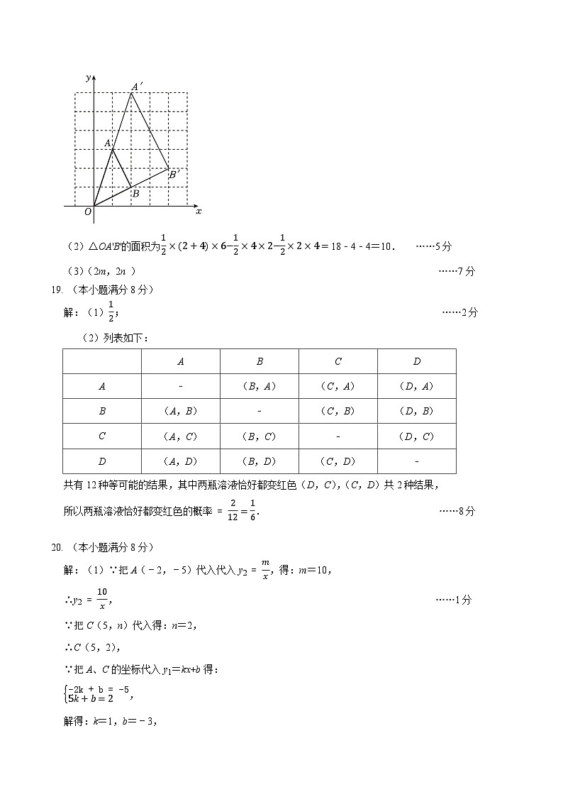 山东省济南市市中区2024-2025学年第一学期八年级数学期中测试数学卷答案及评分标准第2页