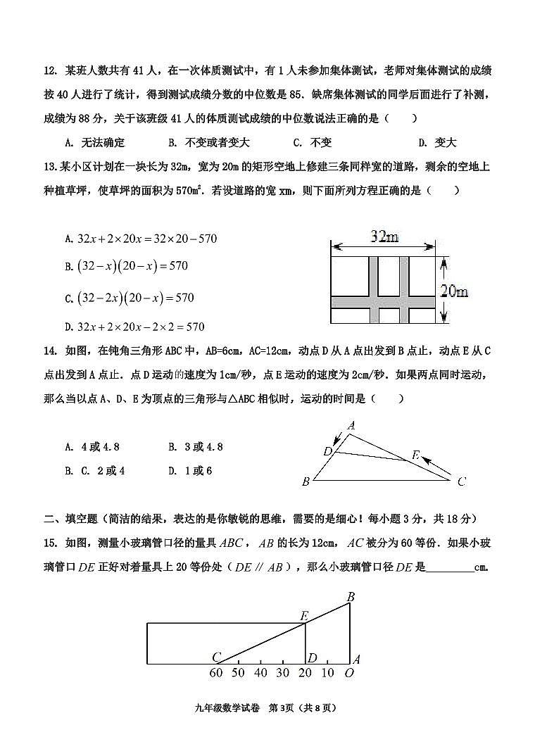 河北省秦皇岛市卢龙县2024-2025学年九年级上学期期中数学试题第3页