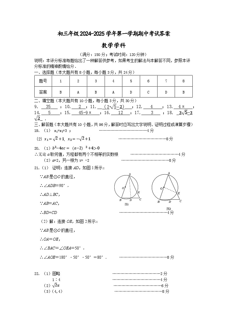 江苏省扬州市梅岭集团2024-2025学年九年级上学期11月期中数学试题01