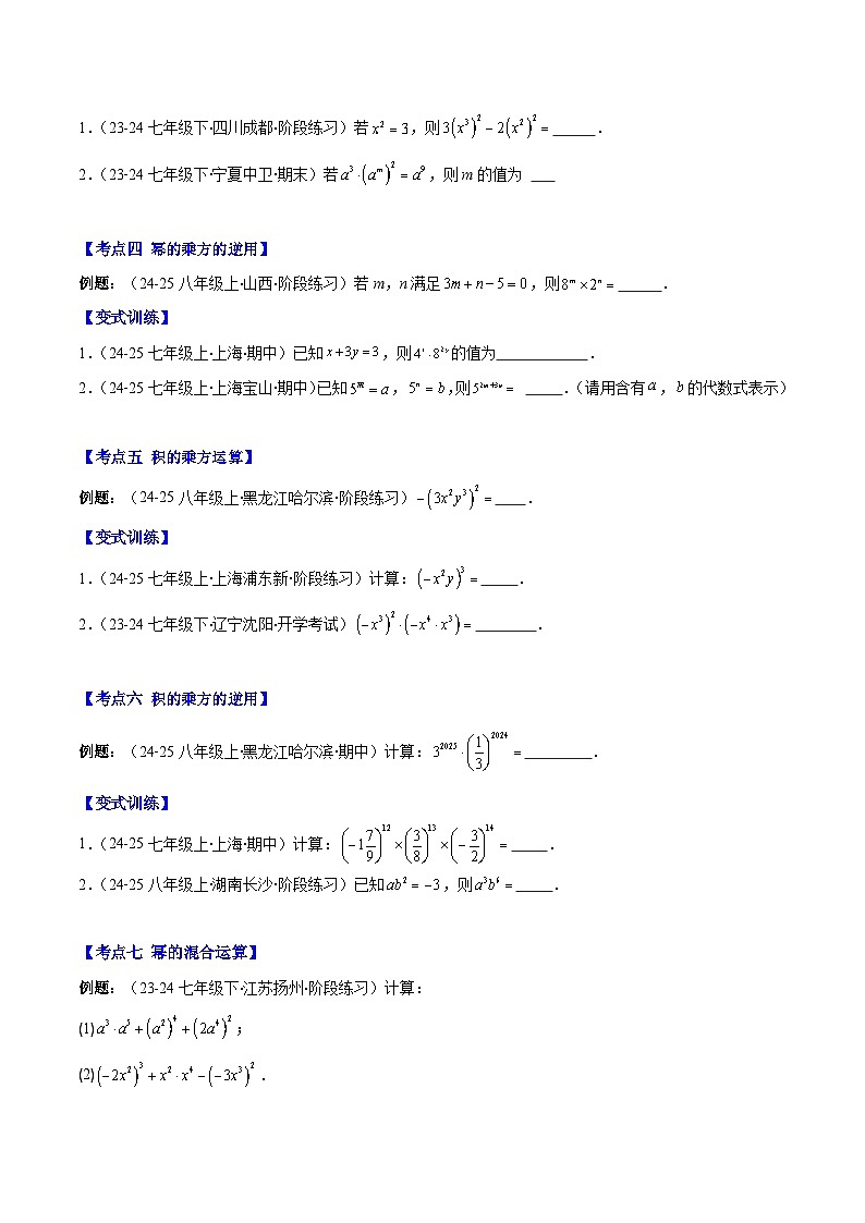 专题14.1 幂的乘法和乘方与积的乘方(7大考点+过关检测)(原卷版)第2页