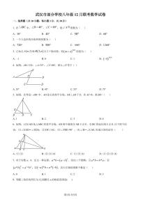 湖北省武汉市部分学校2023-2024学年八年级上学期月考数学试题