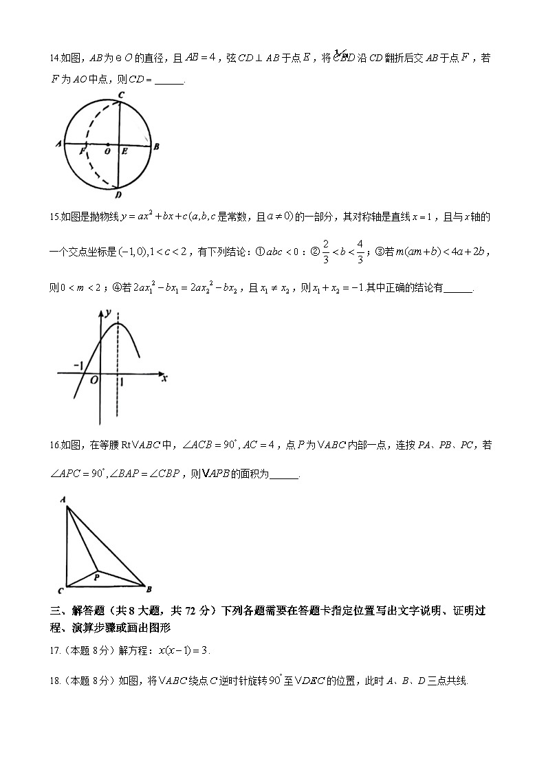 湖北省武汉市东湖高新区2024-2025学年九年级上学期期中考试数学试题03