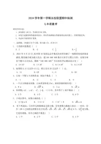 浙江省绍兴市新昌县农村初中五校联考2024～2025学年七年级上学期11月期中数学试题（含答案）