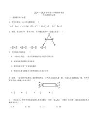 广东省深圳市南山外国语学校（集团）2024～2025学年九年级上学期期中考试数学试卷（含答案）