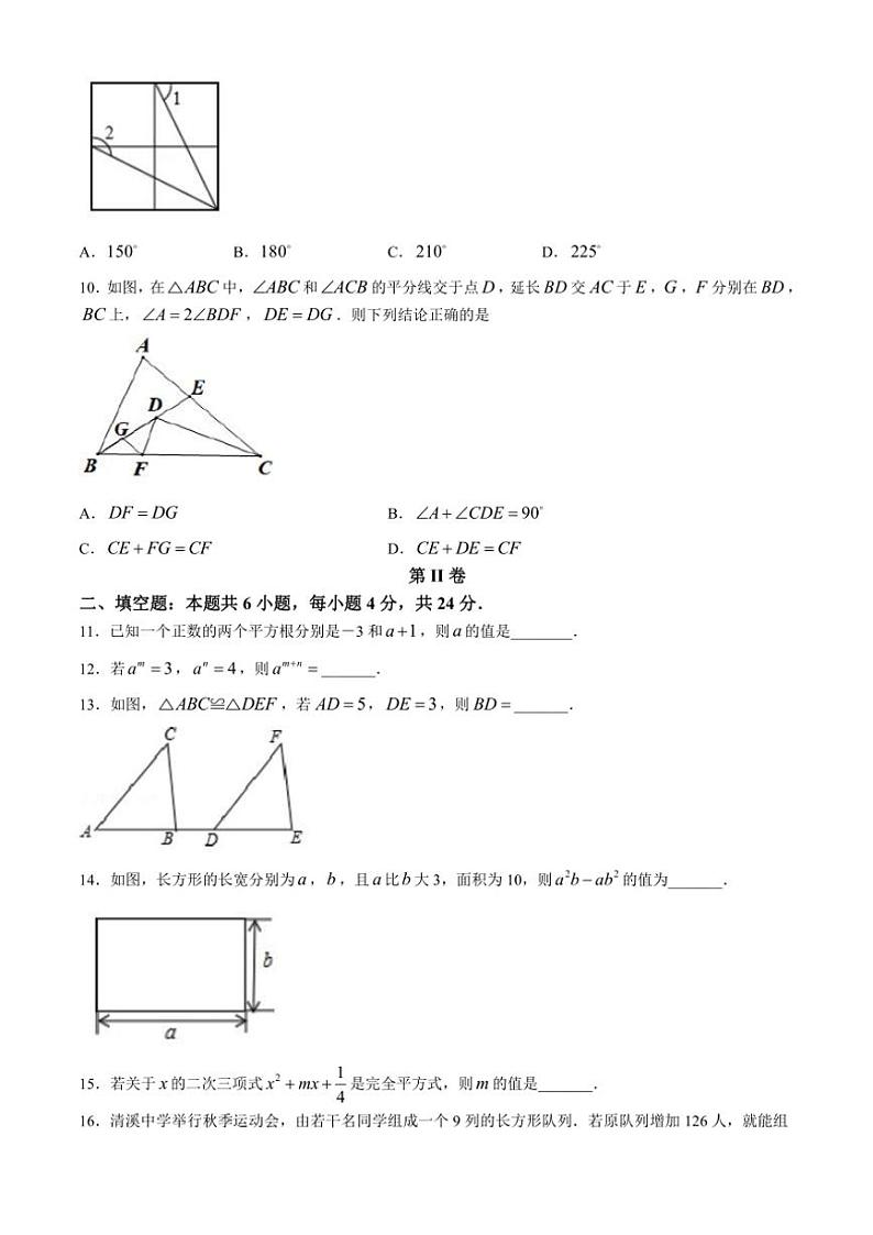 福建省泉州市安溪县2024~2025学年八年级上学期期中数学试卷(含答案)第2页