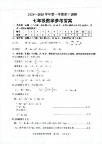 山东省聊城市临清市2024—2025学年上学期期中调研七年级数学试题