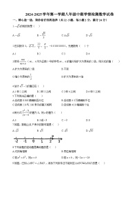 河北省石家庄市第九中学2024-2025学年八年级上学期期中考试数学试卷(无答案)
