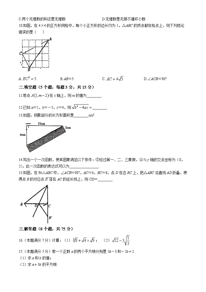 广东省佛山市顺德区东逸湾实验学校2024-2025学年八年级上学期期中考试数学试卷(无答案)02